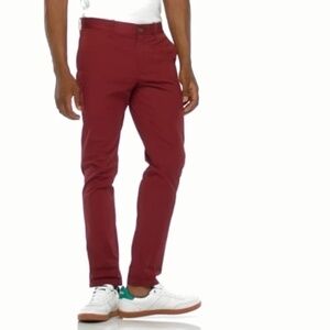 ORIGINAL PENGUIN NEW Red Slant Pocket Twill Slim Fit Chinos Pants 32 x 32